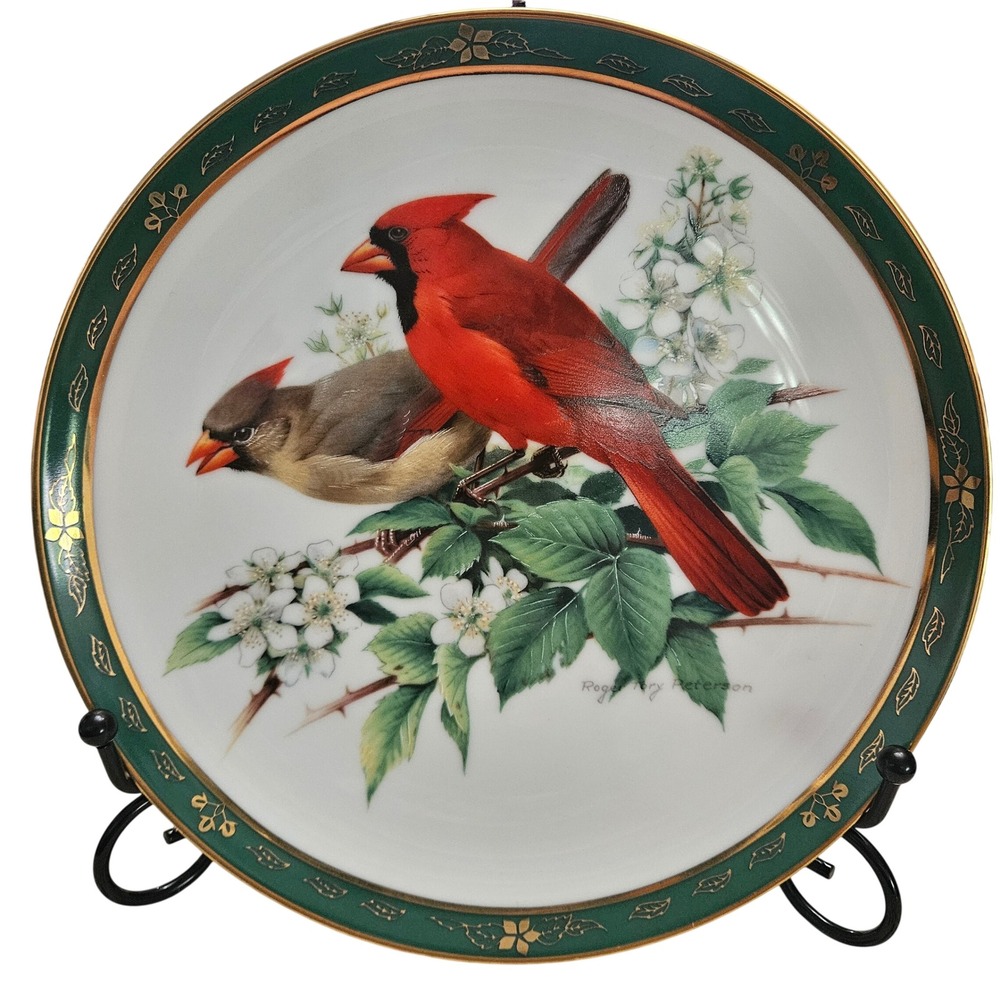 Danbury Mint Songbirds of Roger‎ Peterson Cardinals Decorative Plate 8" 1990